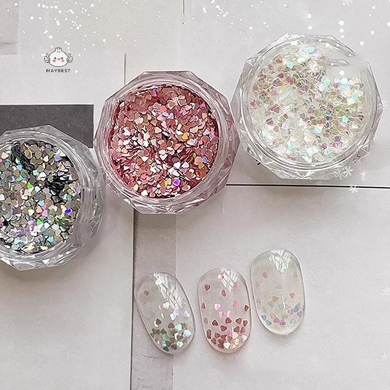 Maybest 1mm Lấp Lánh Tình Yêu Móng Tay Lấp Lánh Trái Tim Lấp Lánh Trang Trí Móng Tay Salon Thiết Kế Phụ Kiện Dễ Thương DIY Nail Art Design {VN}