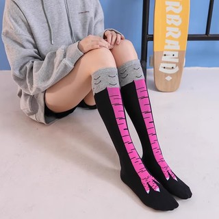 Chân Gà Chân Tất Nữ Dài Tất Hoạt Hình Ngộ nghĩnh Cotton Sáng Tạo Gà Móng Vuốt Nữ 3D In Trên Đầu Gối Tất Cao