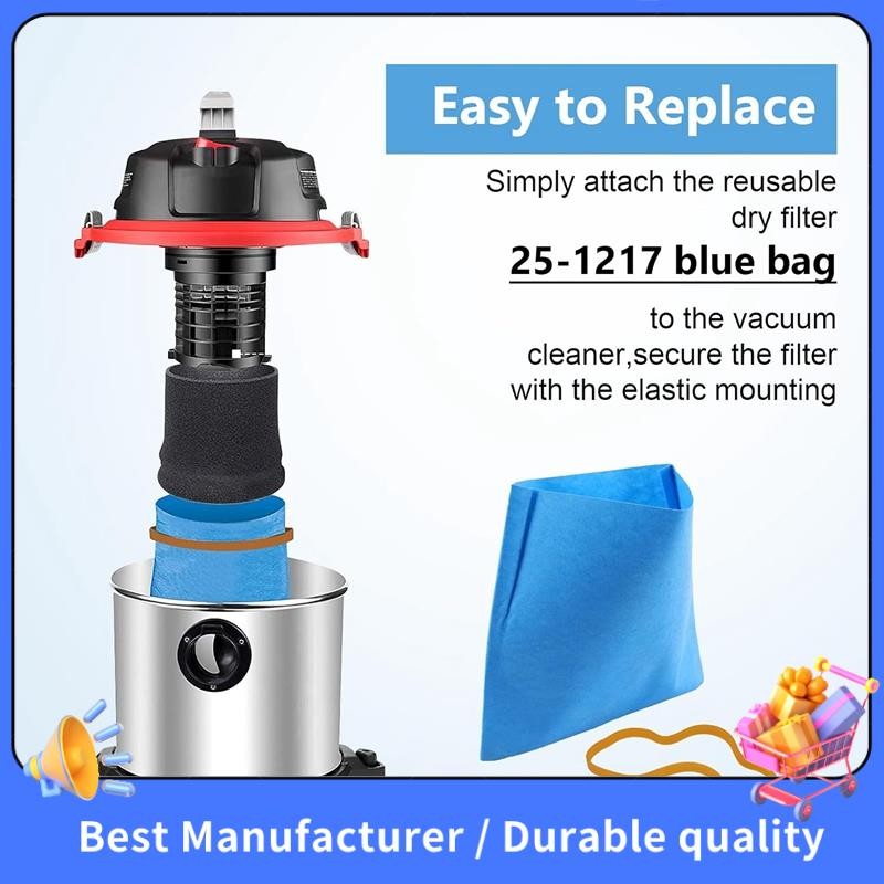 Túi Vac 19-3100 Tương thích với máy hút bụi khô ướt 5 đến 6 Gallon, máy hút bụi khô Phụ kiện dùng một lần và tái sử dụng