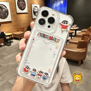 Ốp Điện Thoại Ví Crayon Shin-chan Cho OPPO A3 A3X A60 A40 A79 A78 A58 A38 A18 A17 A17K A16 A16K A16E 5G 4G Vỏ Hoạt Hình Dễ Thương Cặp Đôi Thẻ Trong Suốt