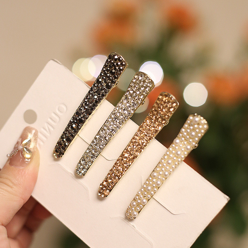 MAUROPOLI [Sẵn Sàng] Phụ Kiện Tóc Phong Cách Hàn Quốc Phong Cách Mới Kẹp Tóc Kim Cương Giả Bên Kẹp Tóc Sắc Nét Nổ Kẹp Hợp Kim Răng Mỏ Vịt Kẹp Nhà Sản Xuất Ngọc Trai Lô