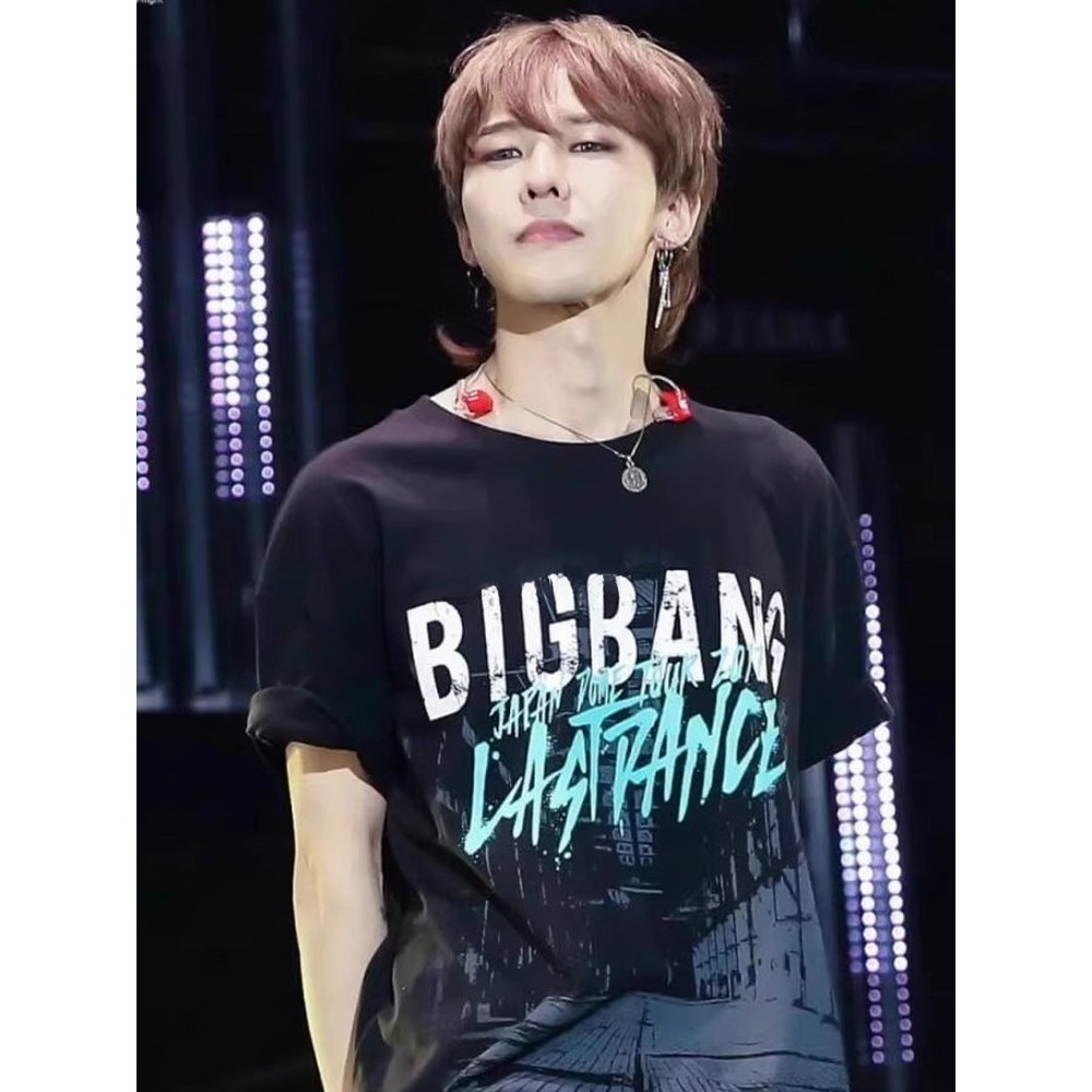 BIGBANG Kwon Ji-Dragon GD Concert Cùng Phong Cách In Hình Cotton Nguyên Chất Ngắn Tay Đen Áo Thun Nam Nữ Mùa Hè Rời Top