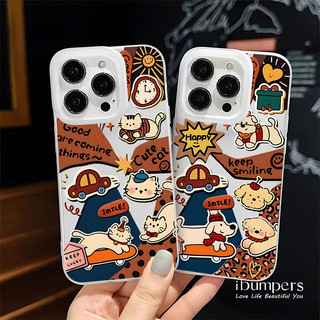 ibumpers Ốp Điện Thoại iPhone Dễ Thương Retro Hoạt Hình Dachshund Họa Tiết Ốp Lưng Trong Suốt Nhám Mờ Chống Bẩn Chống Sốc Cho IPhone 16 15 14 12 13 11 Pro Max IP 7 8 Plus X XS XR