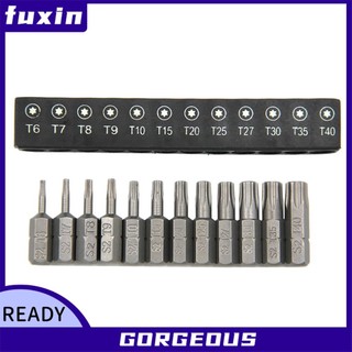 [Fuxin] 12 chiếc cho Bộ tuốc nơ vít Torx T6-T40 25mm 1 / 4 Inch Chuôi lục giác để chế biến gỗ