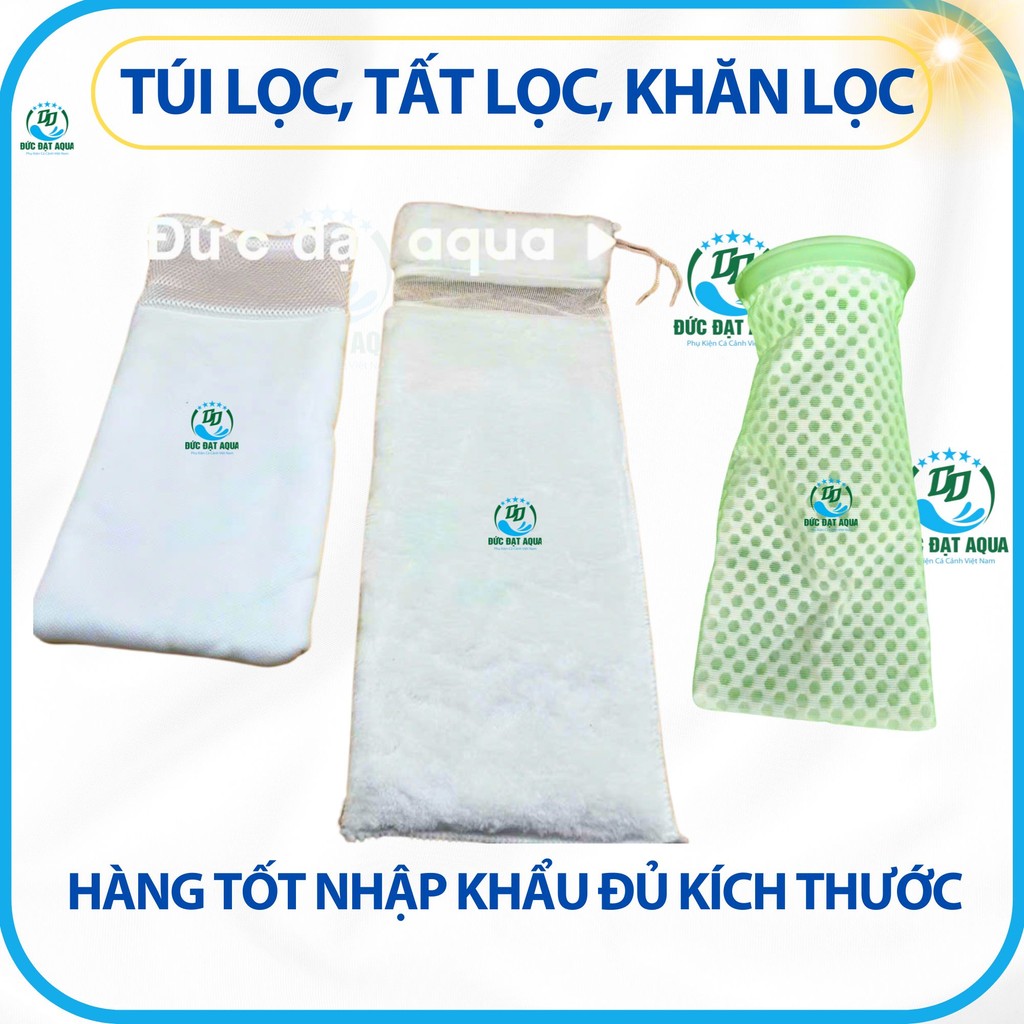 Túi lọc, tất lọc chống tràn 1 lớp, 2 lớp, và khăn lọc, cho bộ lọc bể cá cảnh cao cấp đủ kích thước