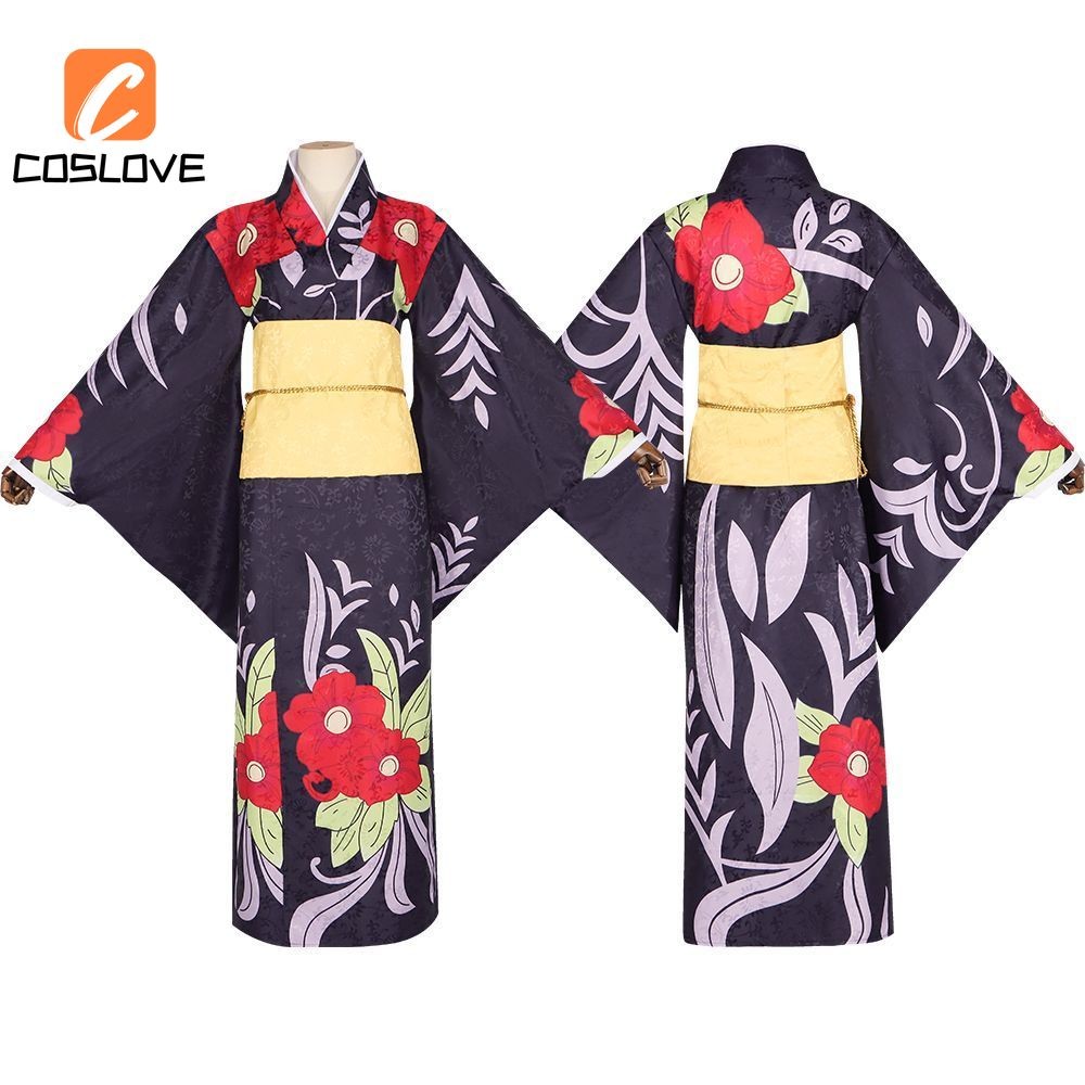 Anime Demon Slayer - Tamayo Cosplay: Trọn Bộ Quần Áo Kimono Dài Tay