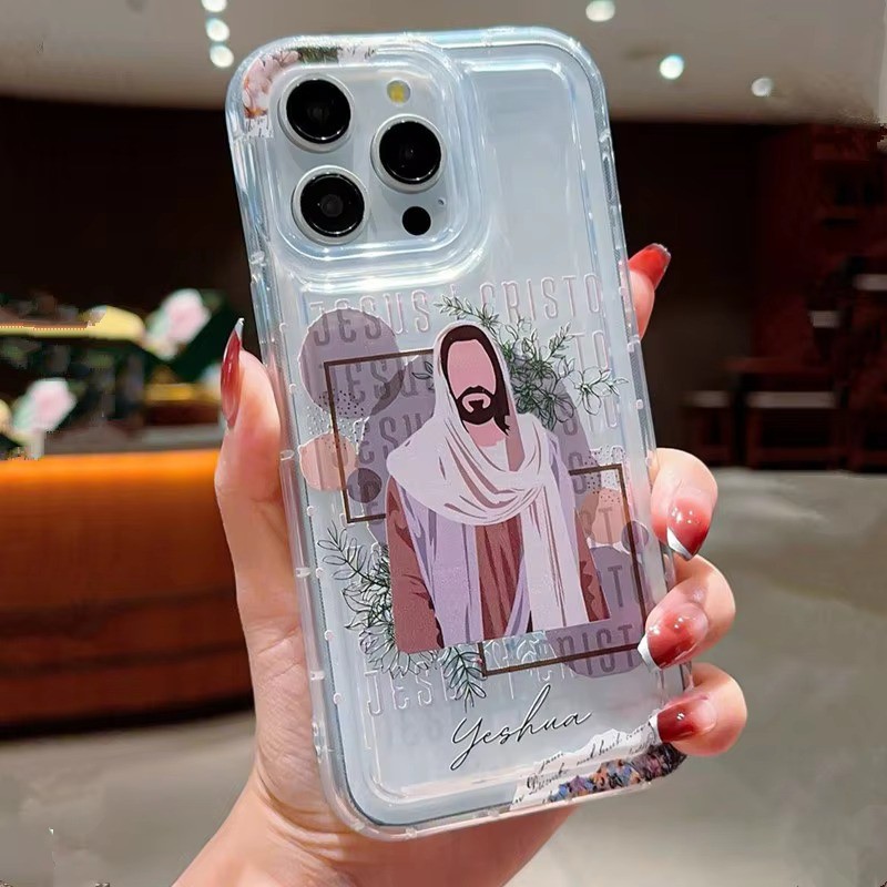Ốp Lưng Cho iPhone 11 16 15 Pro Max 14 11 12 13 15 Pro XR XS Max X 7 8 Plus SE2022 12 13 Mini Jesus & Virgin Mary Họa Tiết Chống Rơi TPU Trong Suốt Mềm