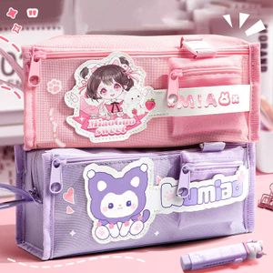 Hộp đựng bút chì chống nước dung tích lớn có gấu trúc, Kumiao, Miaoguo Sweet, Thiết kế IP phi hành gia & Capybara - Đóng dây kéo bền cho trường học, thanh thiếu niên, bé trai và bé gái