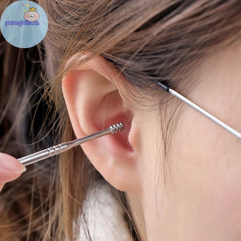 Pufangbliss 6 Cái / bộ Dụng cụ lấy ráy tai Dụng cụ lấy ráy tai bằng thép không gỉ Dụng cụ tẩy ráy tai Curette Thìa Chăm sóc tai Dụng cụ làm sạch tai VN