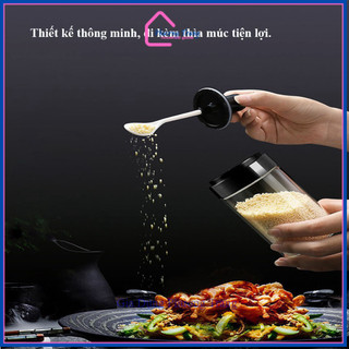 Combo 5 Hũ đựng gia vị  thuỷ tinh kèm muỗng - Lọ đựng gia vị chất liệu thủy tinh kèm thìa - Phương Trang