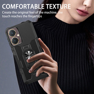 Dành Cho Vivo Y27 Ốp điện thoại PC Cứng Lưng Mềm TPU Edge Bảo Vệ Camera Nhẫn Giá Đỡ Chân Đế Chống Sốc Mỏng Vỏ