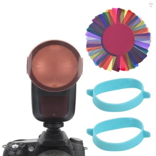 24 Chiếc Đầu Tròn Camera Flash Gel Bộ Lọc Chiếu Sáng Hiệu Chỉnh Màu Bộ Lọc Cho Godox V1 Series Đèn Tốc Độ H200R Đầu Flash Có Túi Bảo Quản