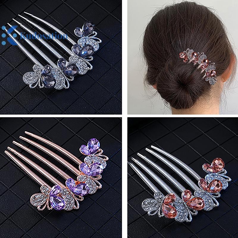 Kudosation Vintage Pha Lê Hoa Kẹp Tóc Phong Cách Hàn Quốc Thời Trang Ngọc Trai Kim Cương Giả Lược Tóc Sáng Bóng Kẹp Tóc Cho Nữ Phụ Kiện Tóc
