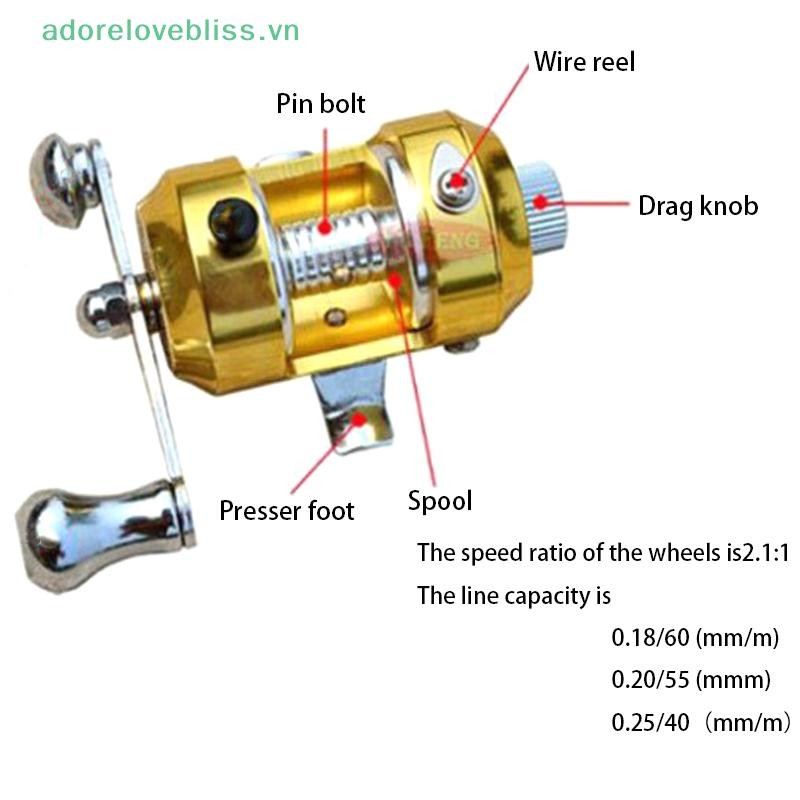 Thêm Kim Loại Trống Cuộn 60-100ft Bút Cần Câu Cá Ice Fishing Reel, Tay Trái / Phải Reel BSS