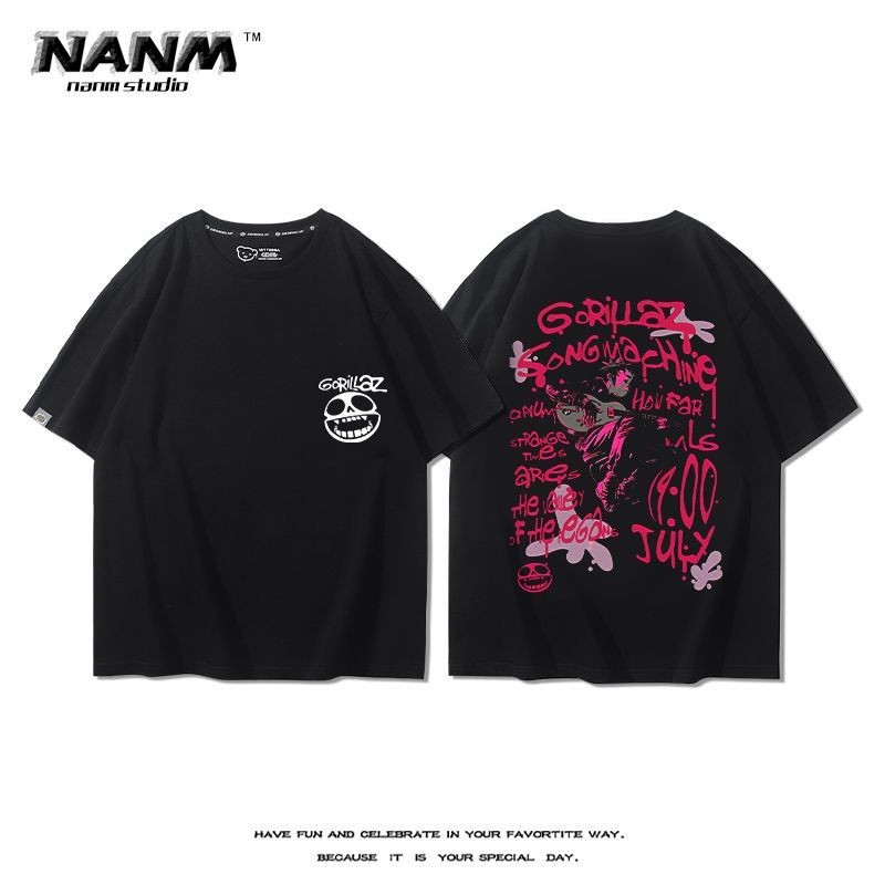 Street Fighter Gorillaz Ban Nhạc Áo Thun Tay Ngắn Nam Nữ Cặp Đôi Hoạt Hình Mỹ Cao Cấp Phong Cách Rock ins Nửa Tay