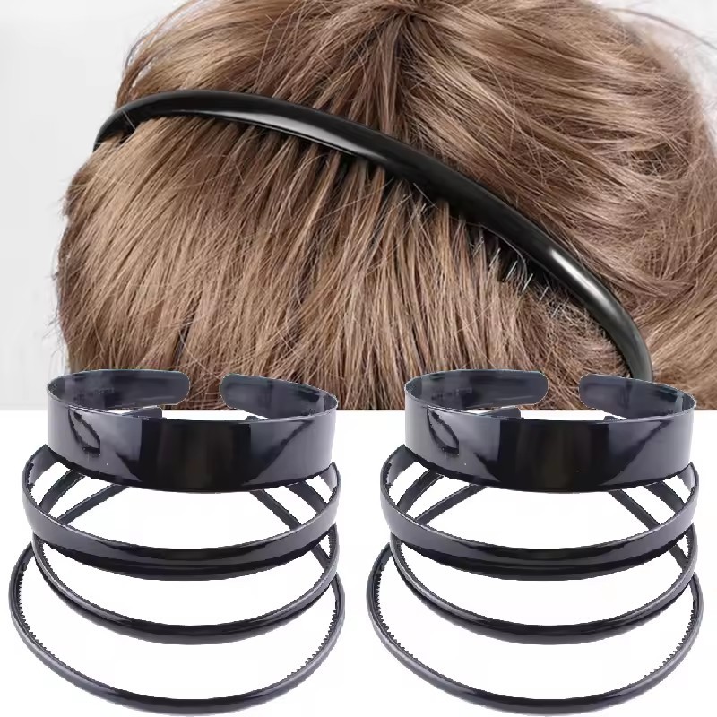 Thời Trang Đơn Giản Đen Nhựa Mịn Tóc Hoop - Băng Đô Thể Thao DIY Phụ Kiện Tóc Cho Nam Nữ