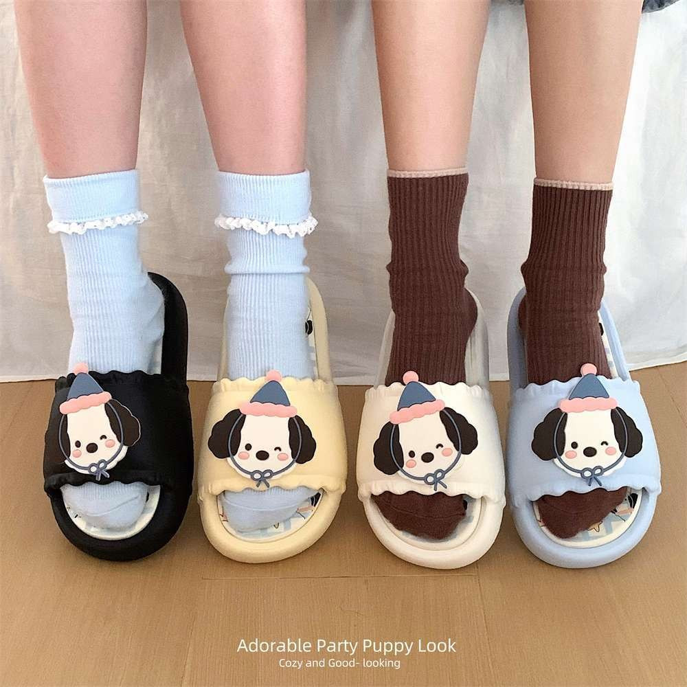 XIXITIAO Dép Nữ Phòng Ngủ Dễ Thương Chó Dép Dép Thời Trang Mùa Hè Ren