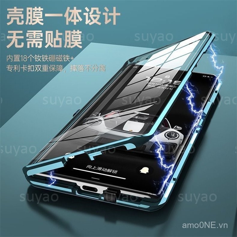 Ốp điện thoại cho Honor X9C Smart X9B X9 B X9A, ốp trong suốt, bảo vệ camera HonorX9B HonorX9C 200Pro 200 Pro, kính hai mặt lật toàn bộ 360 °   Vỏ kim loại từ tính cứng