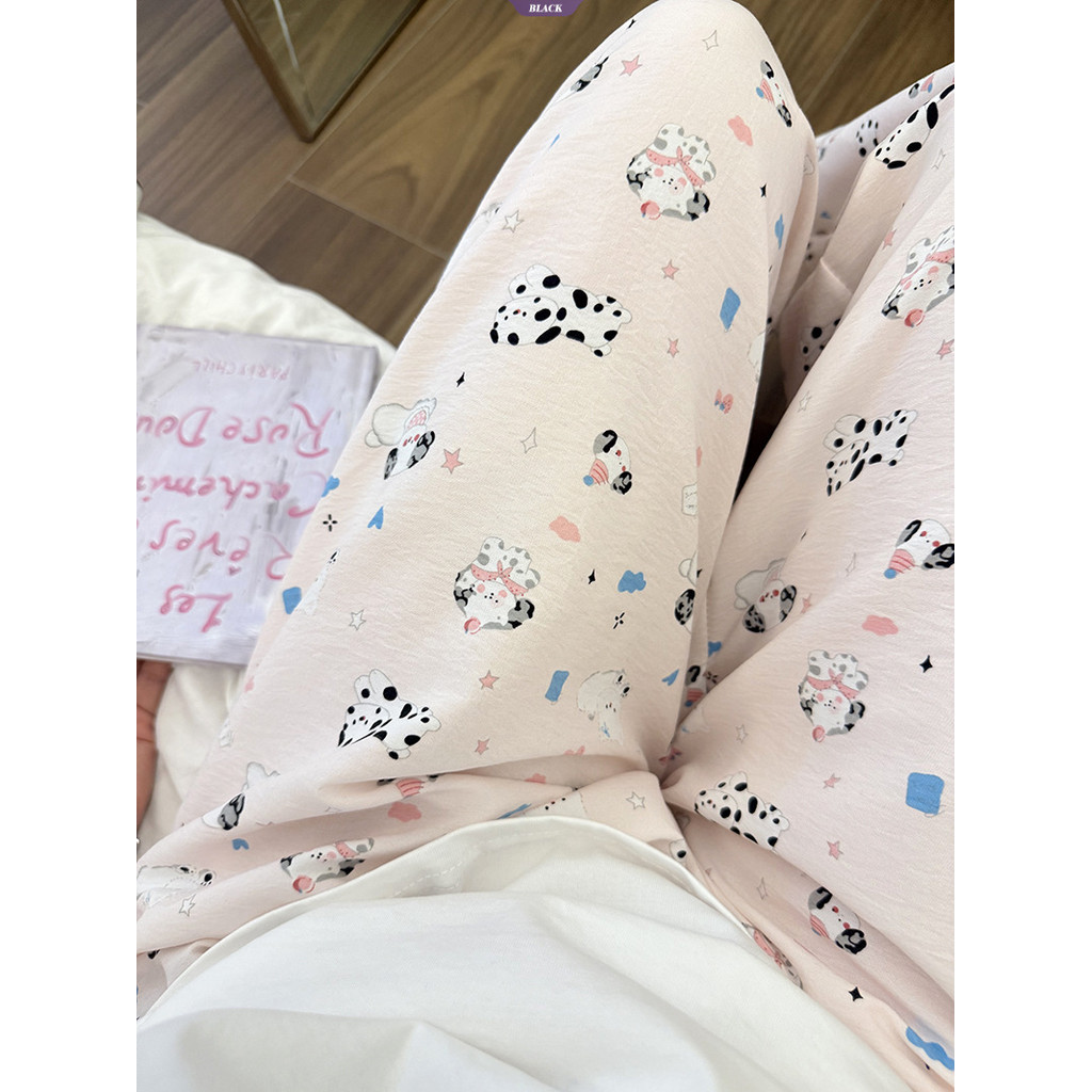 Mùa Xuân Mới Màu Hồng Dọc Sọc HelloKitty Pyjama Quần Nữ Ins Rời Quần Nhà [BL]