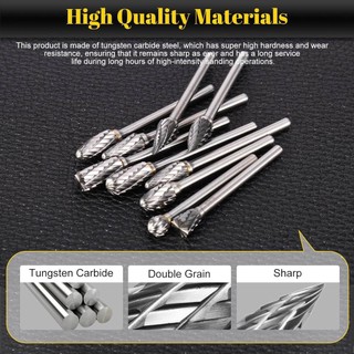 Bộ 10 Mũi Khoan Cacbua Vonfram – Đầu Mài Khắc Gỗ, Mài Kim Loại, Dụng Cụ Quay Mini, Mũi Mài CNC Chuyên Dụng