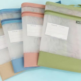 Túi đựng hồ sơ lưới trong suốt dày 5cm hai lớp A4 chắc chắn và bền bỉ Túi lưu trữ tài liệu có thể khóa kéo dung lượng lớn