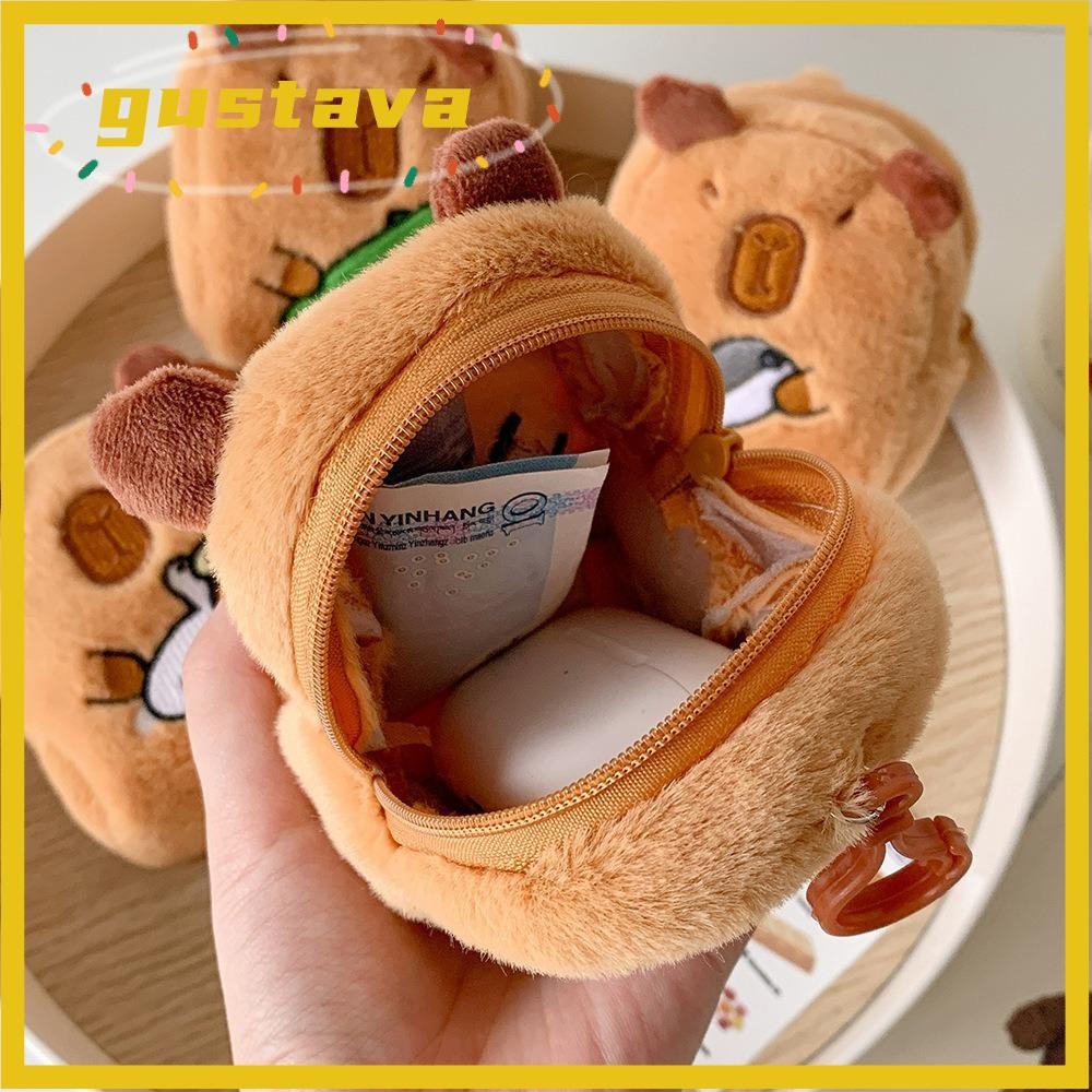 Mặt dây chuyền túi đi học GUSTAVA, Phim hoạt hình có móc khóa Capybara Anime Ví đựng tiền xu sang trọng, Ví đựng tiền xu Mini sang trọng