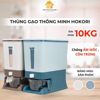 Thùng gạo thông minh 10kg HOKORI Việt Nhật, Thùng đựng gạo cao cấp chống ẩm mốc, côn trùng