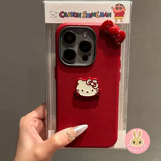 Ốp Điện Thoại Mèo Kitty Da PU Đỏ Cho Realme 16 15X 15T 15 14 Pro Plus 14X Note 80 70 C75X C83 C85 C75 C73 C71 Pro Narzo 80 Lite 5G 4G 3D Vỏ Nơ Đỏ Vỏ Mềm Chống Sốc