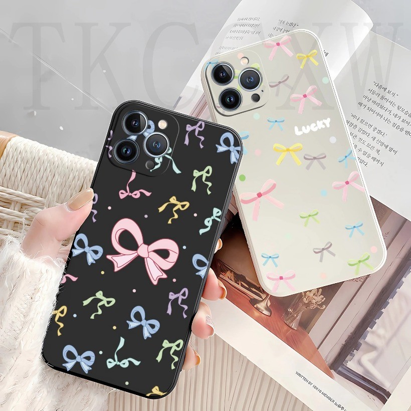 Ốp Điện Thoại Silicon Mềm Chống Sốc Cho Samsung S21 S10 S9 Plus Ultra Note 9 10 20 Ultra Nơ Thắt Nơ Sóng Ruy Băng Bao