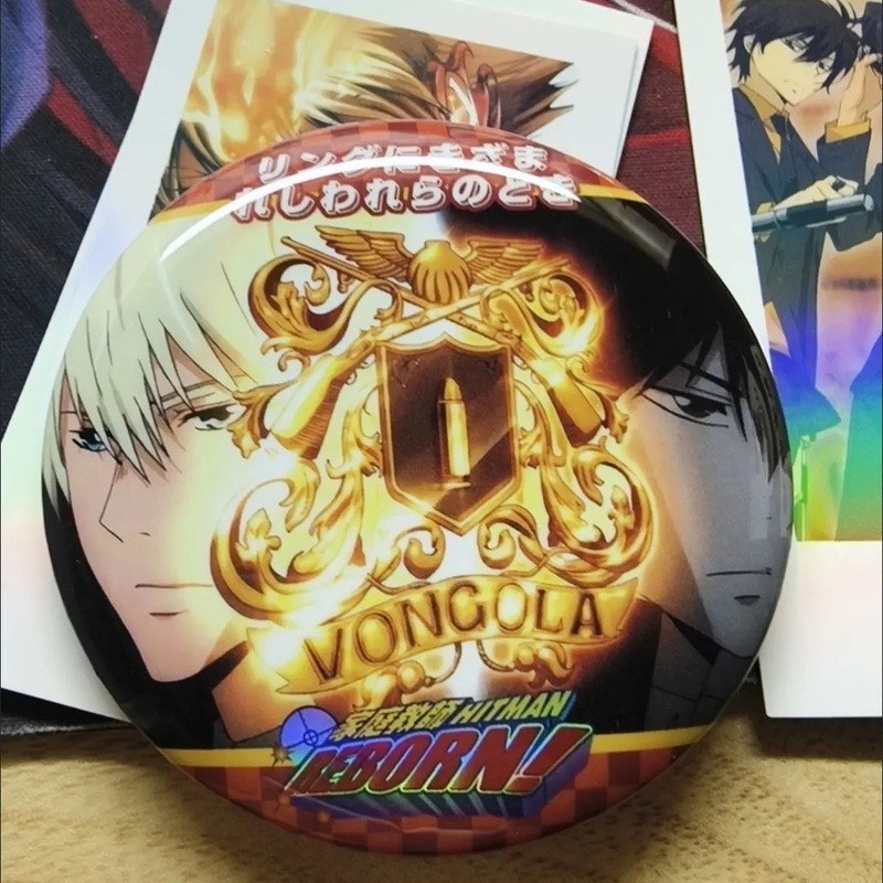 Katekyo Hitman tái sinh! Huy hiệu hộp mù | Chân nút lấp lánh 75MM | Tsunayoshi Sawada, Hayato Gokudera Hộp quà tặng đầy đủ 10 món