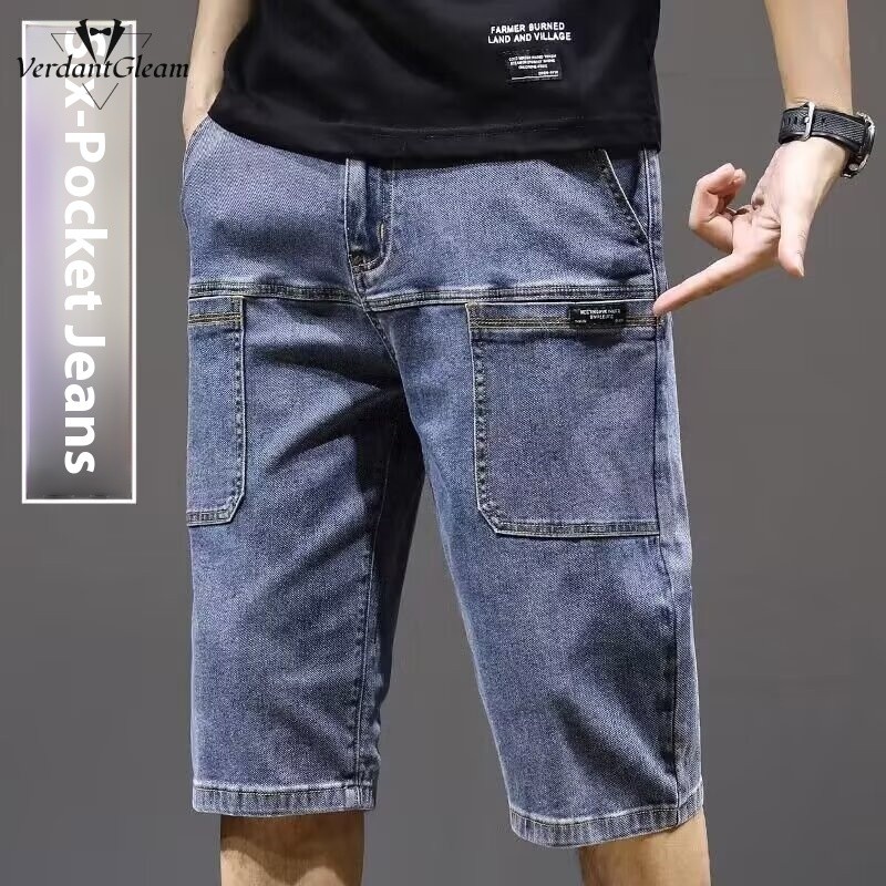 Quần Jean Nam Quần Short Mùa Hè Co Giãn Giặt Quần Short Rời Thường Ngày