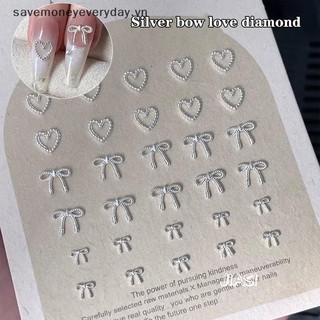 [savemoneyeveryday] 10 Chiếc Hợp Kim Nơ Tình Yêu Móng Tay Nghệ Thuật Quyến Rũ Trang Trí 3D Kim Loại Sang Trọng Nơ Bạc Hình Trang Sức DIY Thiết Kế Làm Móng Tay Đồ Dùng [vn]