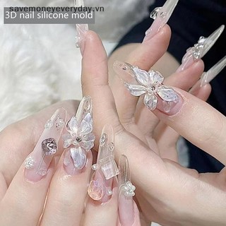 [savemoneyeveryday] Khuôn khắc móng tay bằng silicon 3D Tấm dập móng tay Stencils DIY UV Gel Dụng cụ làm móng tay Người đam mê nghệ thuật làm móng [vn]