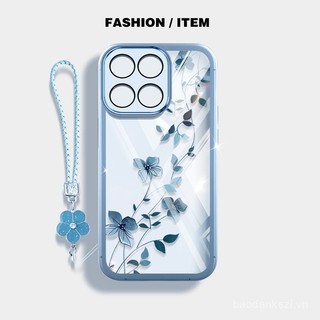 Ốp điện thoại phong cách YBD INS cho Honor X8C X5B Plus X7C X6B X6S X6 X8 X6A X7 X7A Plus X30i X8A X8B Play 60 Plus Honor 200 Smart 5G, vỏ silicone trong suốt hình hoa dây leo