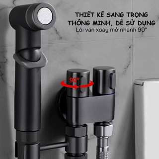 Bộ Vòi Xịt Vệ Sinh - Tăng Áp, Vòi Bồn Cầu Chia 2 Đầu Nước