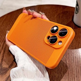 Ốp Điện Thoại Siêu Mỏng PC Cứng Lưới Thoáng Khí Tản Nhiệt Ốp Lưng Cho iPhone 16 15 14 13 12 11 Pro Max 14 15 16 Plus