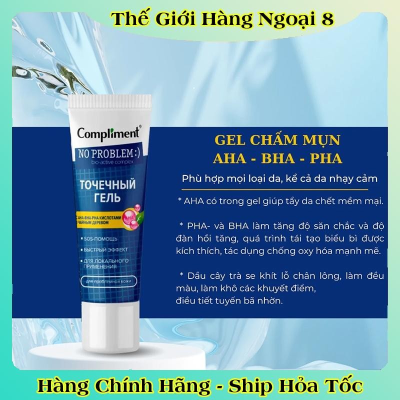 GEL BÔI MỤN cấp tốc Compliment No Problem giảm sưng, tiêu viêm, gom khô cồi mụn 25ml của Nga