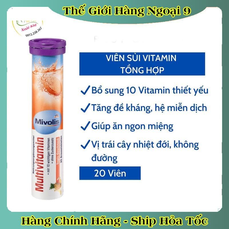 [auth] Viên Sủi Mivolis Vitamin C và các vị khác Hỗ trợ tăng cường hệ miễn dịch 20 Viên của Đức [Đủ Bill] [Hot]
