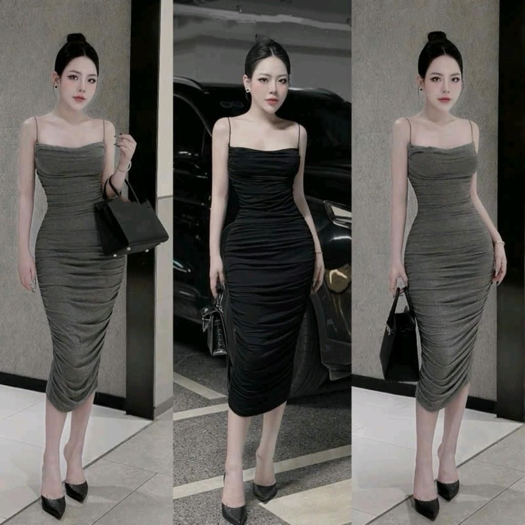 Đầm body cúp ng.ực ôm sát hở eo Women Nữ dáng dài