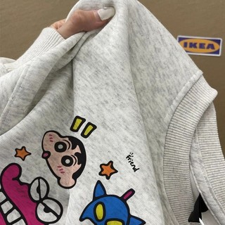 Áo sweater nỉ dài tay form rộng mùa đông  thu thời trang in hình cậu bé bút chì shin