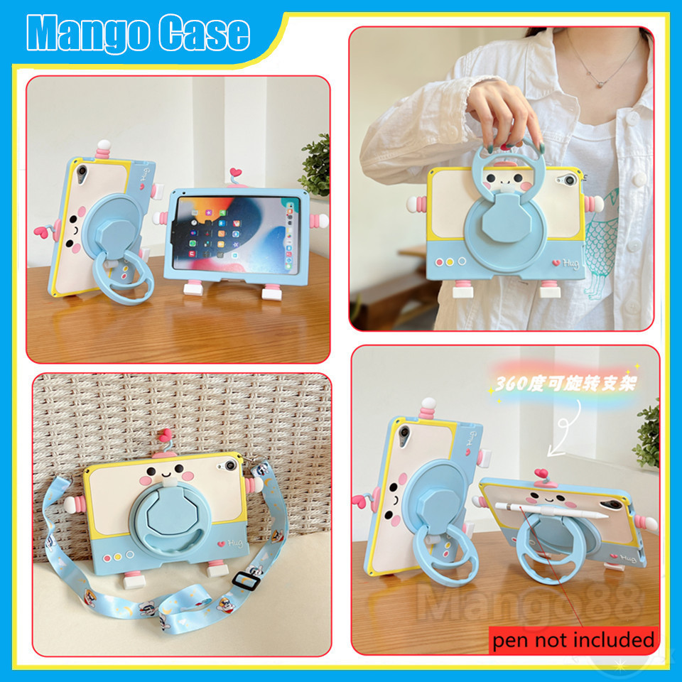 Ốp Lưng Cho iPad 11th (A16) 2025 iPad Air 11 "2025 M3 / 2024 M2 Máy Tính Bảng Keo Mềm Hoạt Hình robot Dây Xoay Đứng Trẻ Em Học Sinh Trường Hợp