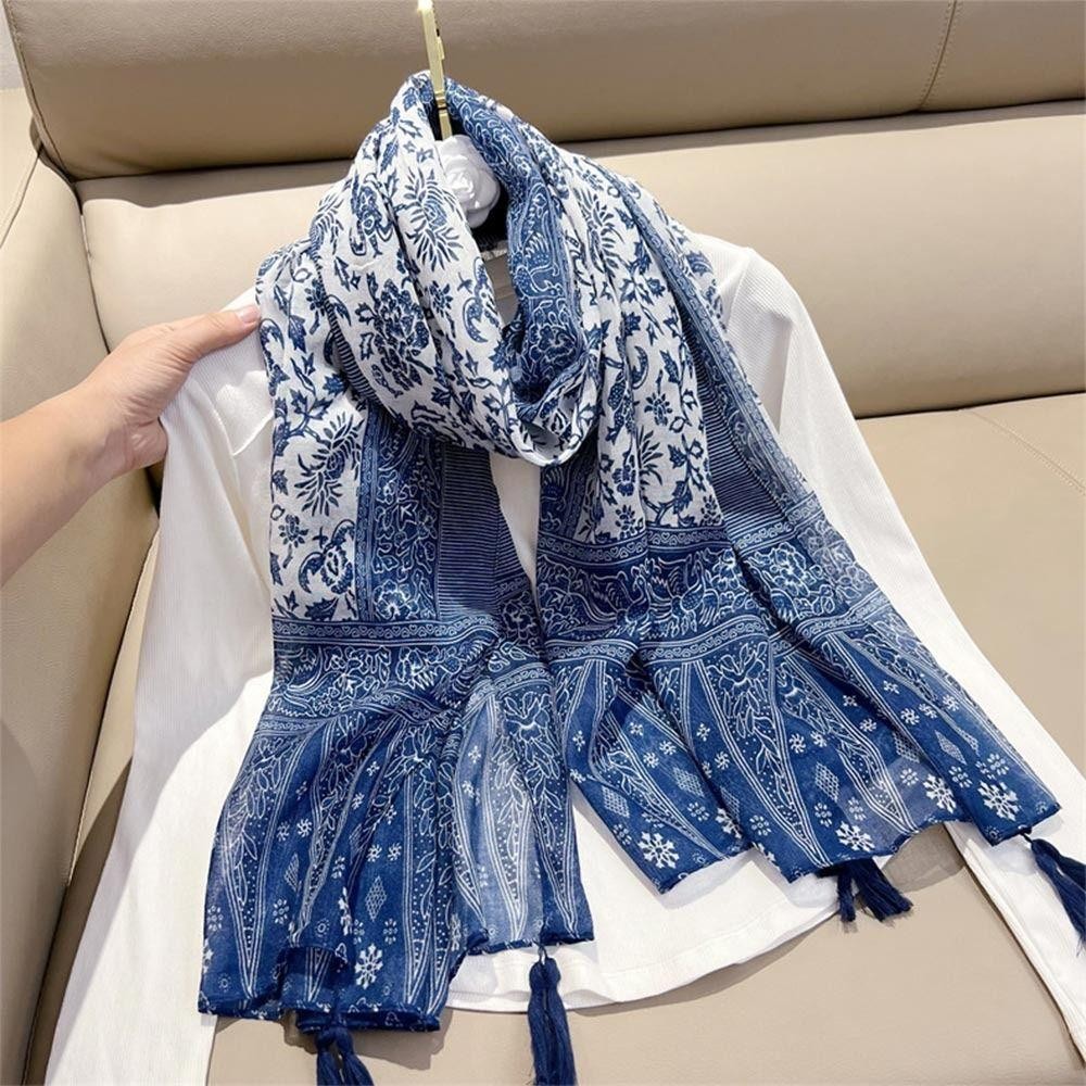 Khăn choàng mềm dài TRACEILLOIAN, Khăn quàng tua rua nữ in hình hạt điều, Khăn choàng Bohemian mỏng thời trang cổ điển 180 * 90cm ấm áp mùa đông
