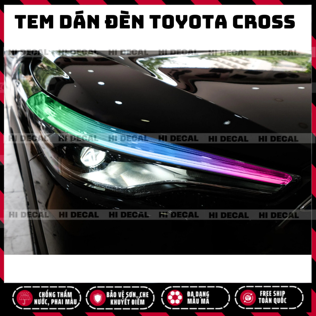 Tem dán đèn Corolla Cross form cũ, decal trang trí đèn Cross bền màu chống xước