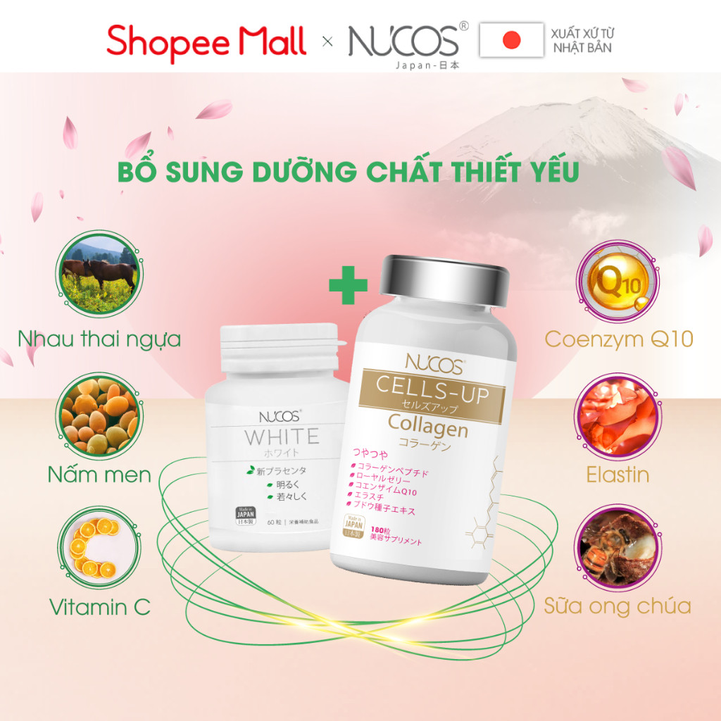 Ảnh TPBVSK Combo Hỗ Trợ Chống Lão Hoá Viên Uống Nucos White Hộp 60 Viên Và Nucos Cells Up Hộp 180 Viên 3