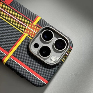 [Jlk] Dành Cho iPhone 16 15 14 13 12 Pro Max Vỏ Từ Tính Sợi Carbon Trừu Tượng Hình Học Vỏ Sạc Không Dây Camera Hợp Kim Giáp Fundas