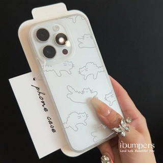 ibumpers Ốp Điện Thoại iPhone Playful Đơn Giản Họa Tiết Mèo Ốp Lưng Trong Suốt Nhám Mờ Chống Bẩn Chống Sốc Cho IPhone 16 15 14 12 13 11 Pro Max IP 7 8 Plus X XS XR
