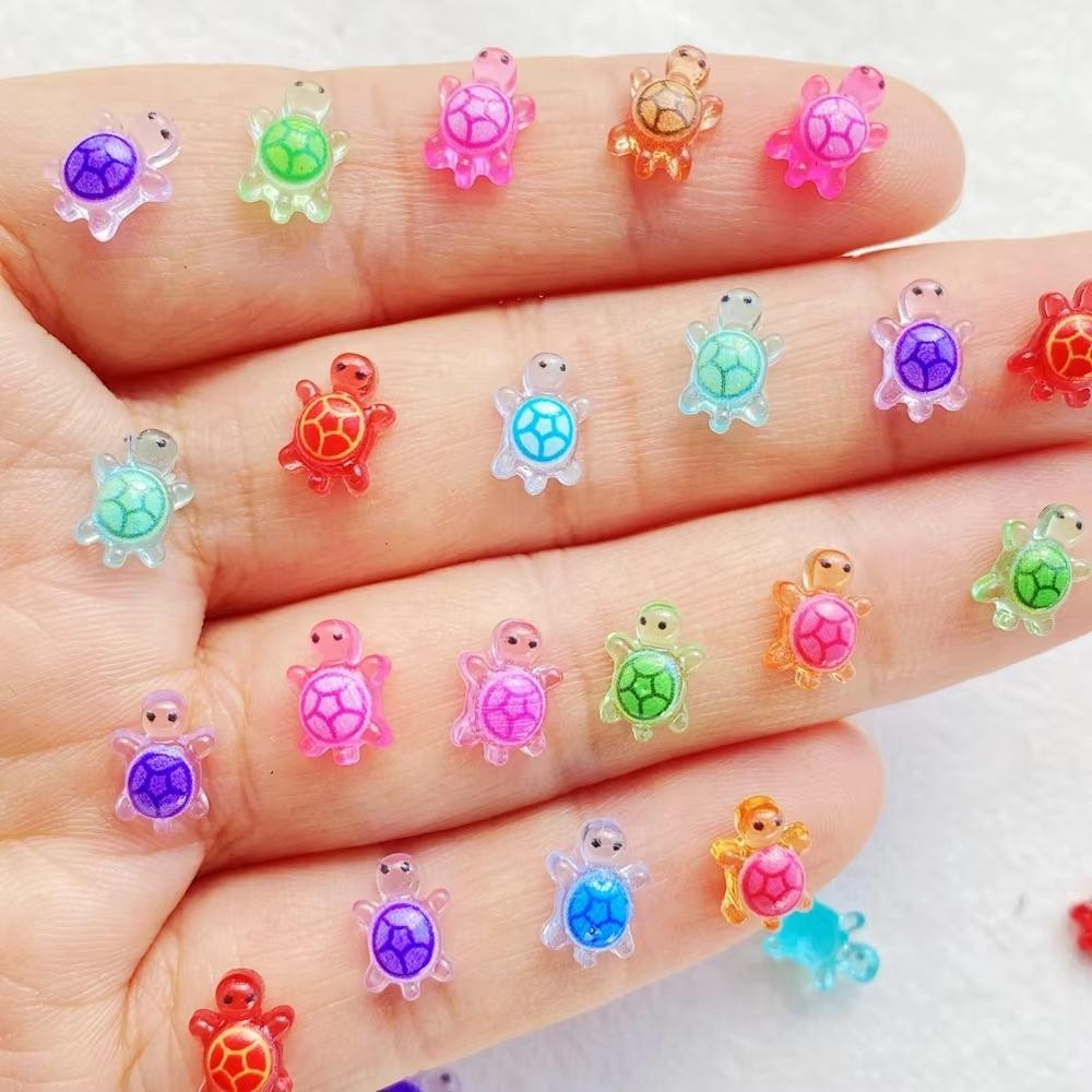 [Vận chuyển nhanh] MINIMALY 100 chiếc Rùa phát sáng, Động vật nhựa mini màu Dopamine phát sáng trong tối, Phim hoạt hình DIY dễ thương Quyến rũ móng tay rùa nhỏ Trang trí sân vườn cổ tích