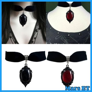 Marset Gothic Đỏ Đen Pha Lê Mặt Dây Chuyền Vòng Cổ Punk Nhung Dây Chuyền Cho Bé Gái Thay Thế Nữ Huyền Bí Ngọc
