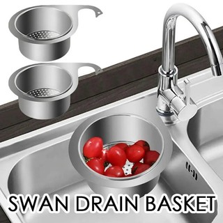 Giỏ lọc bồn rửa thiên nga bằng thép không gỉ - Kệ lọc treo có thể tháo rời đa chức năng nhà bếp - Đồ dùng gia dụng