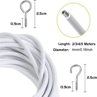 [Chất lượng cao] THEHOMECO 1 Bộ Dây lò xo rèm, Thép PVC có MẮT Cáp dây cửa sổ, Dây theo dõi rèm 2 / 3 / 4 / 5 mét màu trắng